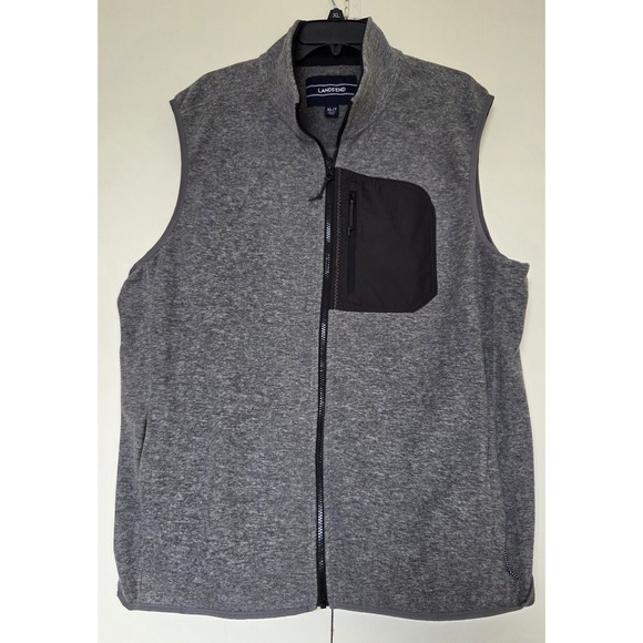 Lands' End Other - Lands End Mens Fleece Vest Heather‎ Gray XL Full Zip 3 Pockets Outside ***EUC***